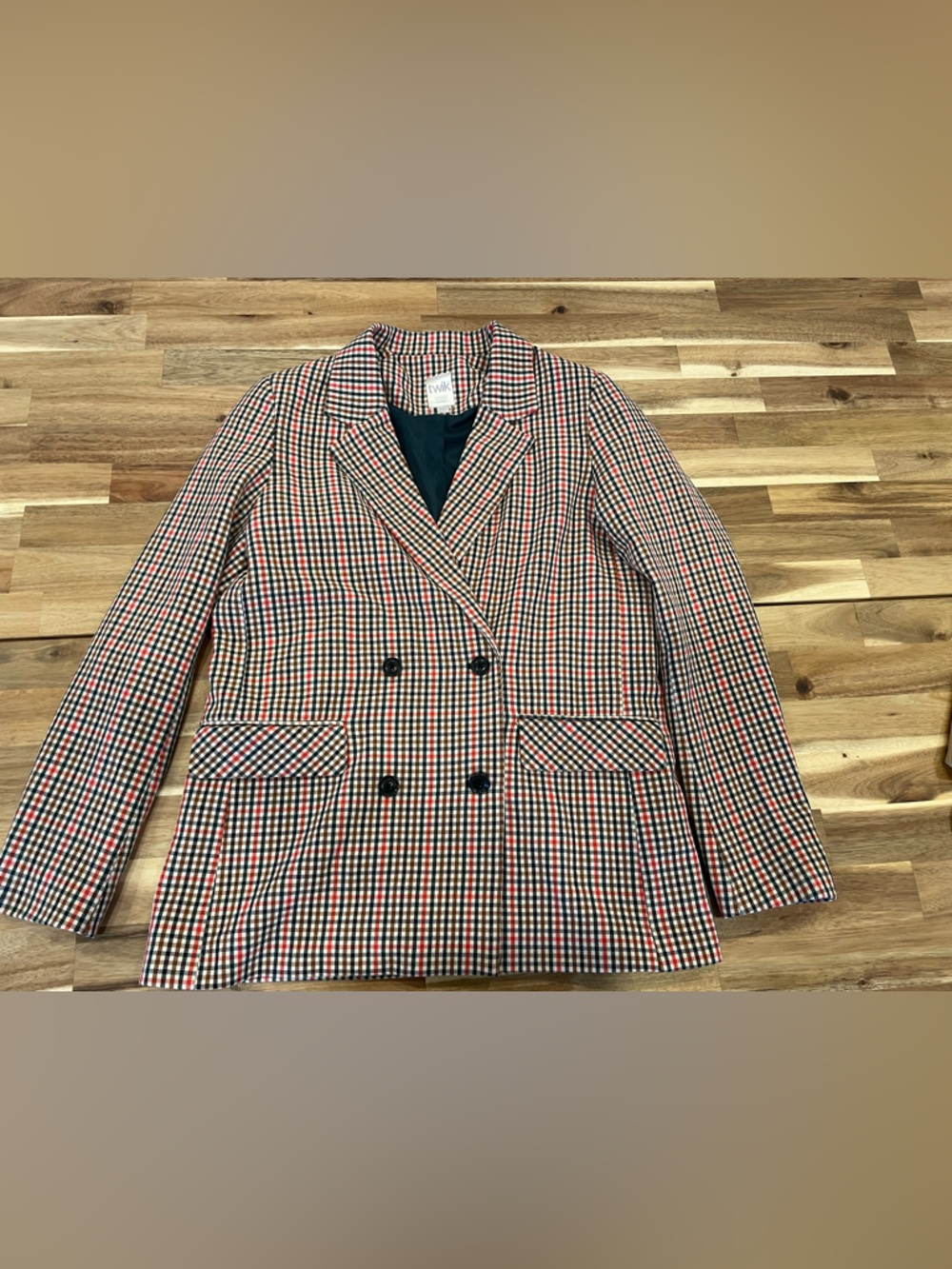 Checked Double-Breasted Blazer